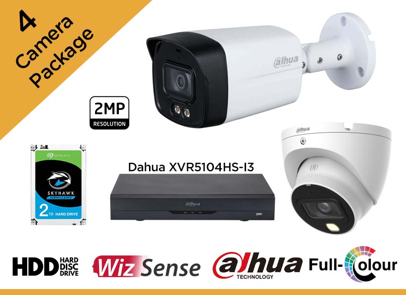 Dahua 2MP CCTV Camera Package - Set of 4 High-Definition Camera