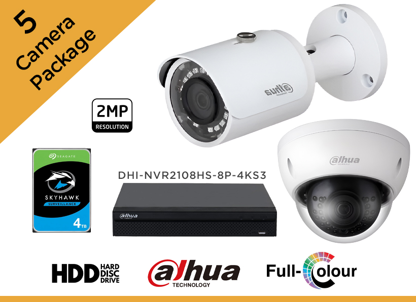 Dahua 2MP CCTV Camera Package - Set of 5 IP Camera