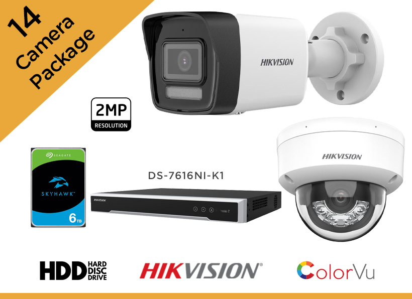 Hikvision 2MP CCTV Camera Package - Set of 14 IP Camera