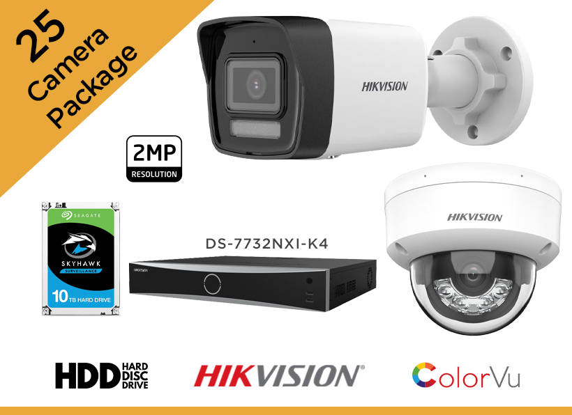 Hikvision 2MP CCTV Camera Package - Set of 25 IP Camera