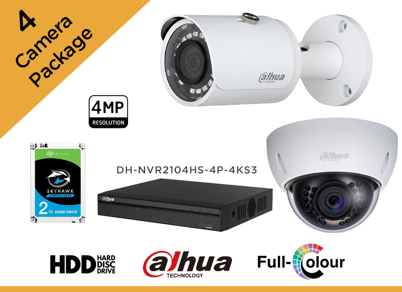Dahua 4MP CCTV Camera Package - Set of 4 IP Camera