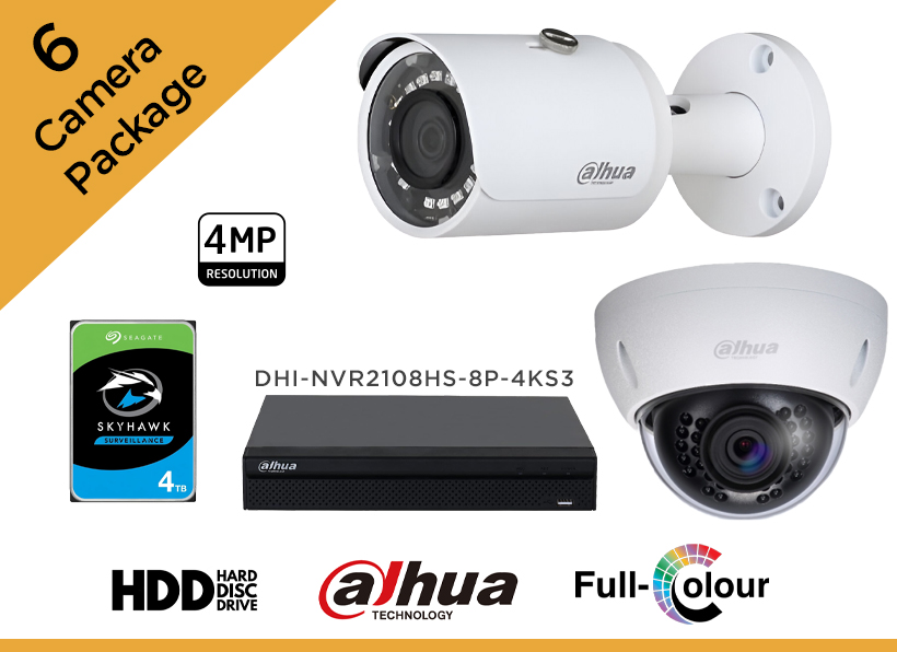Dahua 4MP CCTV Camera Package - Set of 6 IP Camera
