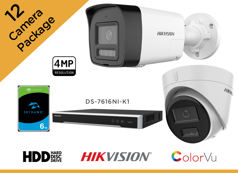 Hikvision 4MP CCTV Camera Package - Set of 12 IP Camera