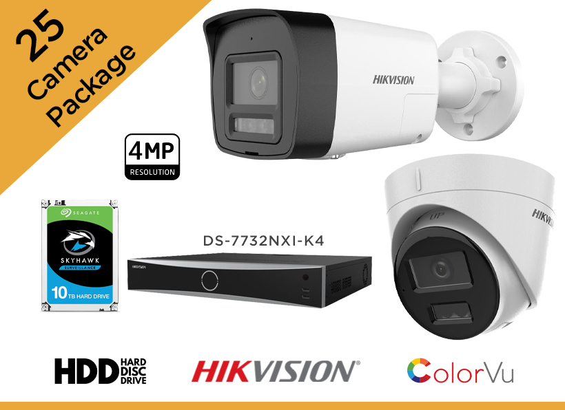 Hikvision 4MP CCTV Camera Package - Set of 25 IP Camera