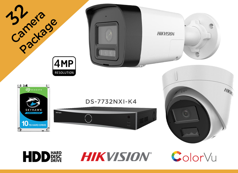 Hikvision 4MP CCTV Camera Package - Set of 32 IP Camera